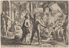 Phaeton Asking for the Chariot, 1590. Creator: Goltzius, Workshop of Hendrick, after Hendrick Gol