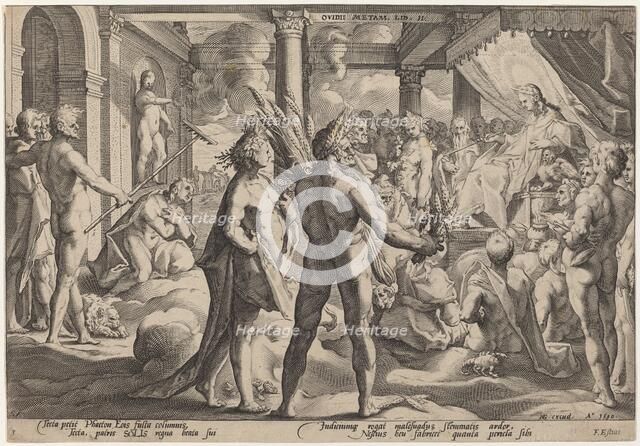 Phaeton Asking for the Chariot, 1590. Creator: Goltzius, Workshop of Hendrick, after Hendrick Gol.