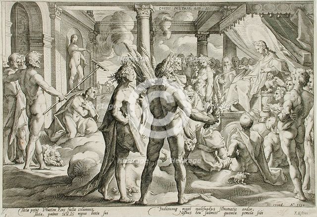Phaeton Asking for the Chariot, published 1590. Creator: Hendrik Goltzius.