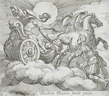 Phaeton Before Apollo, published 1606. Creators: Antonio Tempesta, Wilhelm Janson