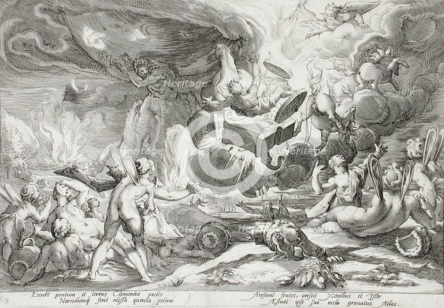 Phaeton Driving the Chariot to the Sun, published 1590. Creator: Hendrik Goltzius.