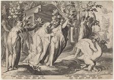 Phaeton's Sisters Changed into Poplars, and Cygnus into a Swan, 1589. Creator: Goltzius, Workshop of Hendrick, after Hendrick Gol