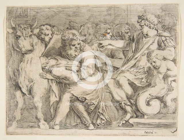 Phalaris Having Perillus Thrown into the Bronze Bull, 17th century. Creator: Stefano della Bella.