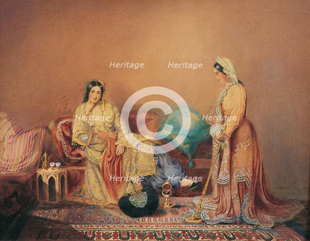 Phanariot Greek Ladies, Mid of the 19th cen.. Artist: Rivière, Daniel Valentine (1780-1854)