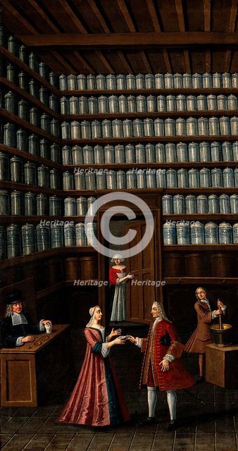 Pharmacy, um 1700. Artist: Anonymous  