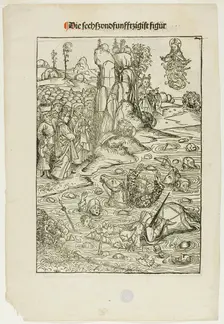 Pharoah and His Host Perishing in the Red Sea (verso); The Freeing of King Joachim..., 1491. Creator: Michael Wolgemut