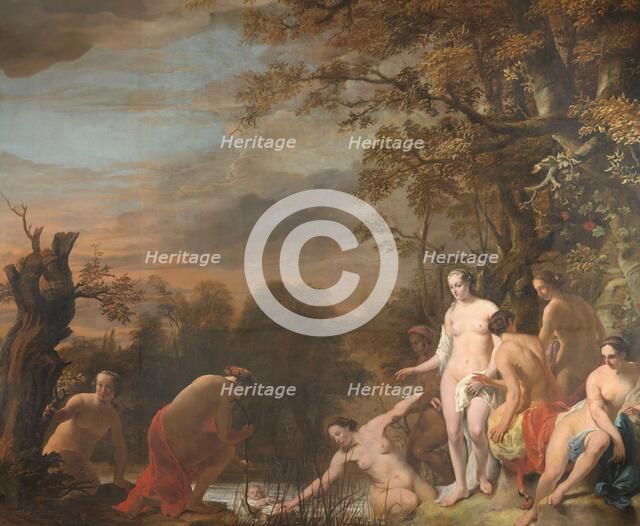 Pharoah's Daughter Discovers Moses in the Rush Basket, 1660-1663. Creator: Ferdinand Bol.