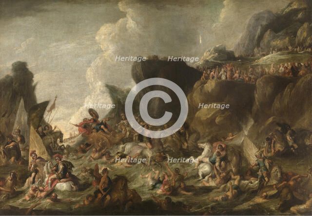 Pharaoh and his Army engulfed in the Red Sea. Creator: Vincent Malo.