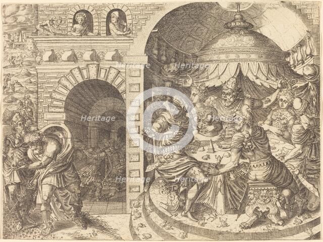 Pharaoh and the Plague of Frogs. Creator: Pierre Woeiriot.