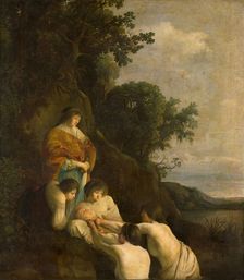 Pharaoh's Daughter Discovers Moses in the Rush Basket, c.1635-c.1638. Creator: Paulus Bor