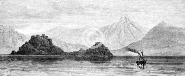 Pharaoh's Island (Jesirat Firaou), with Jebel-El-Nur, 1874. Creator: Unknown.