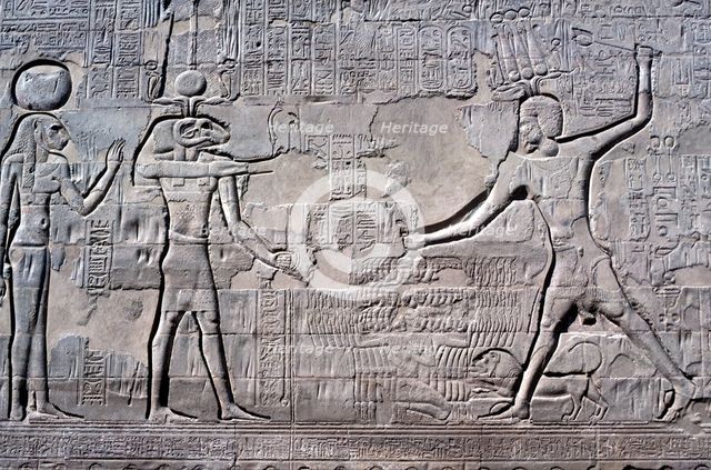 Pharaoh smiting his enemies, Temple of Khnum, Ptolemaic and Roman Periods. Artist: Unknown