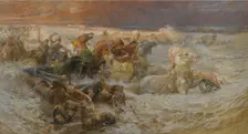 Pharaoh's Army Engulfed by the Red Sea. Artist: Bridgman, Frederick Arthur (1847-1928)