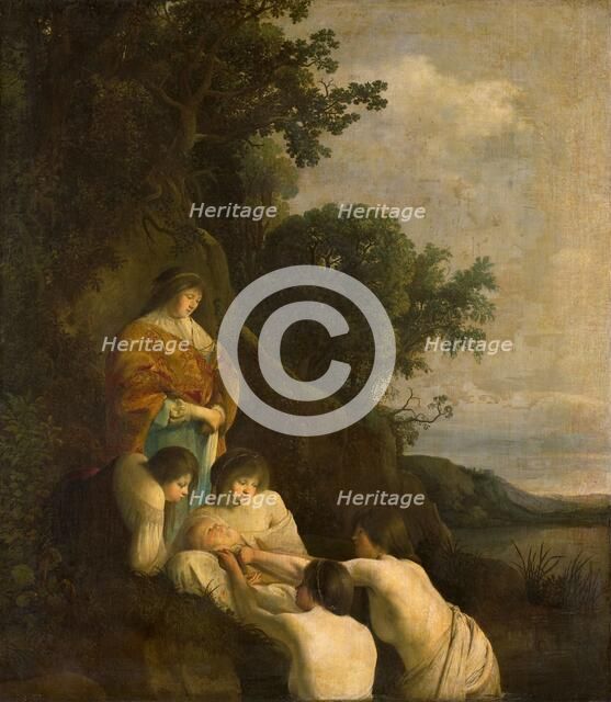 Pharaoh's Daughter Discovers Moses in the Rush Basket, c.1635-c.1638. Creator: Paulus Bor.