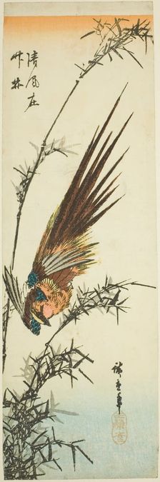 Pheasant and bamboo, 1840s. Creator: Ando Hiroshige