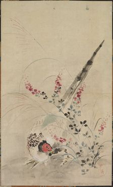 Pheasant and Grasses, late 17th-early 18th century. Creator: Ogata Korin (Japanese, 1658-1716), attributed to