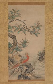 Pheasants among Trees: Flowers of the Four Seasons, probably 1560s. Creator: Kano Shoei