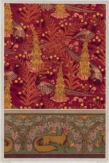 Pheasants, ferns and dandelions. Foxes, birds and vines, 1897. Creator: Verneuil, Maurice Pillard (1869-1942)