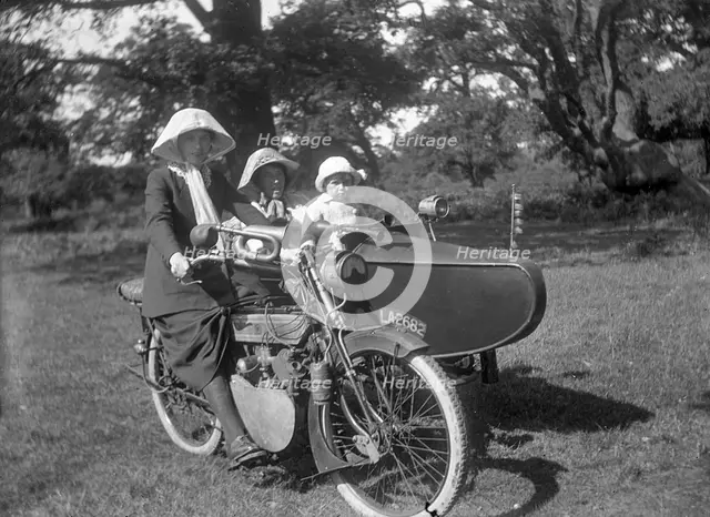 Phelon and Moore motorcycle and sidecar combination, 1920. Creator: Unknown.