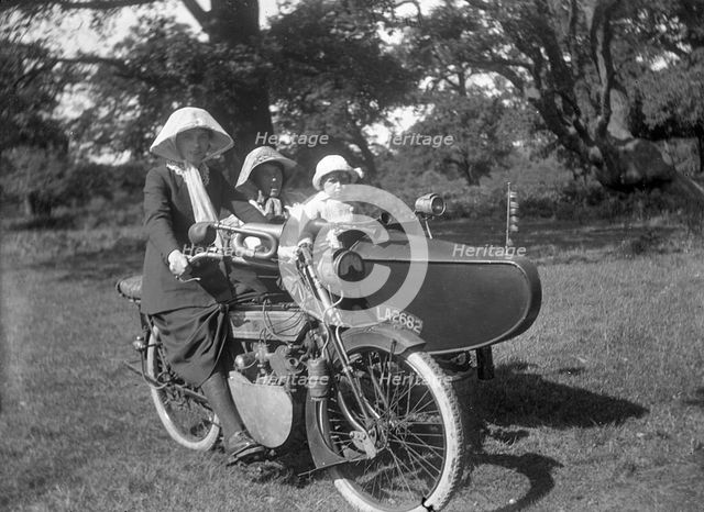 Phelon and Moore motorcycle and sidecar combination, 1920. Creator: Unknown.