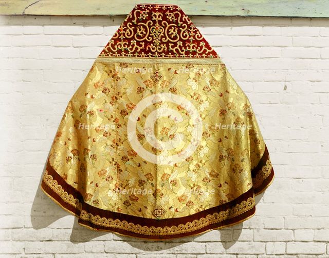 Phelonion [vestment] from the second half of the eighteenth century, from a very old..., 1911. Creator: Sergey Mikhaylovich Prokudin-Gorsky.