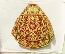 Phelonion [vestment]. From the time of Tsar Mikhail Feodorovich. In the vestry of the Assum..., 1911 Creator: Sergey Mikhaylovich Prokudin-Gorsky