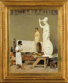 Phidias working on his statue of Minerva, 1869. Creator: Sorbi, Raffaello (1844-1931)