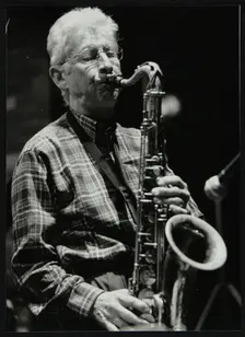 Phil Day playing tenor saxophone at The Fairway, Welwyn Garden City, Hertfordshire, 19 October 2003. Creator: Denis Williams