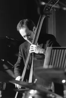 Phil Flanigan, playing double bass, c2008. Creator: Brian Foskett