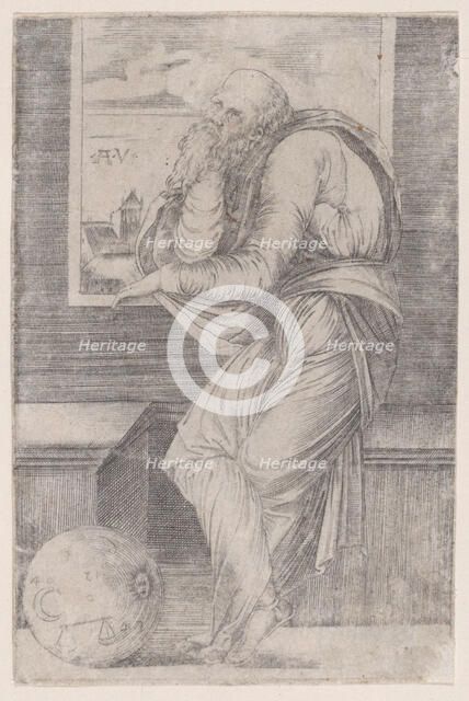Philoshopher Seated near a Window, ca. 1514-36., ca. 1514-36. Creator: Agostino Veneziano.