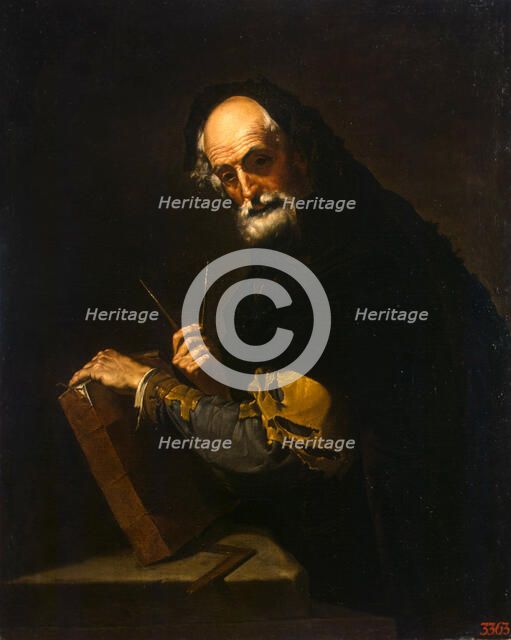Philosopher with a book, a compass and goniometer, 1630. Artist: Ribera, José, de (1591-1652)