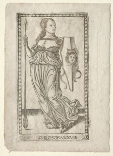 Philosophy (from the Tarocchi, series C: Liberal Arts, #28), before 1467. Creator: Master of the E-Series Tarocchi (Italian, 15th century)