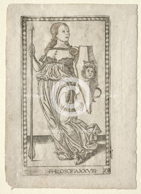 Philosophy (from the Tarocchi, series C: Liberal Arts, #28), before 1467. Creator: Master of the E-Series Tarocchi (Italian, 15th century).