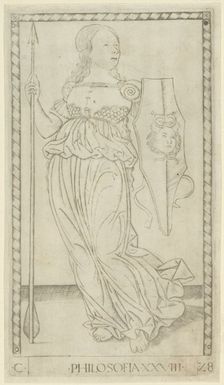 Philosophy, plate 28 from Arts and Sciences, c.1465. Creator: Unknown