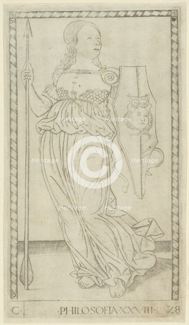 Philosophy, plate 28 from Arts and Sciences, c.1465. Creator: Unknown.