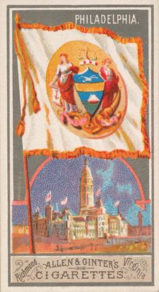 Philadelphia, from the City Flags series (N6) for Allen & Ginter Cigarettes Brands, 1887. Creator: Allen & Ginter