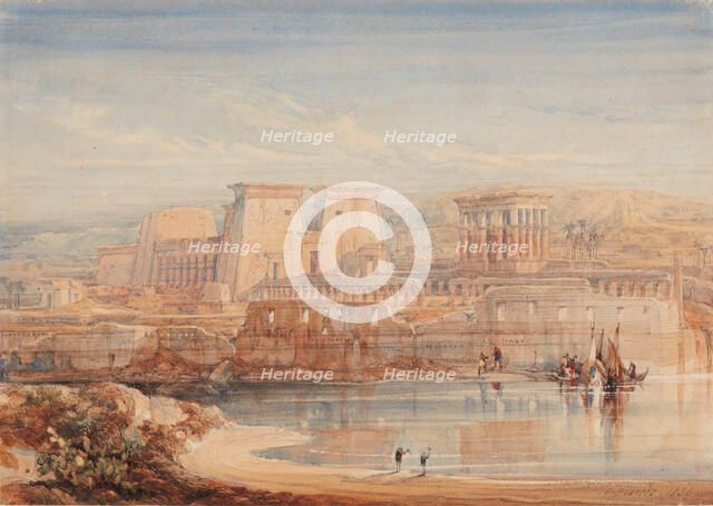 Philae: A View of the Temples from the South, 1839. Creator: David Roberts.