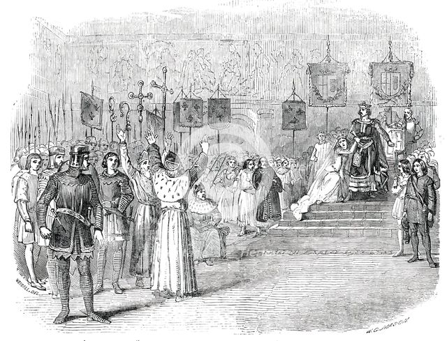 "Philip of France and Marie de Meranie"...at the Olympic Theatre, 1850. Creator: Walter George Mason.