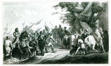 Philip August victorious at the Battle of Bouvines against the Germanic troops of Otto IV in June…