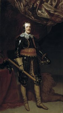 Philip IV in Armour, with a Lion at his Feet, c1653. Creator: Diego Velasquez