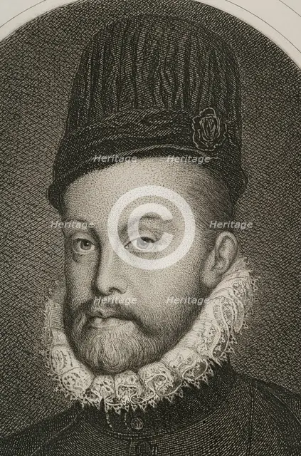 Philip II, (1527-1598), King of Spain (1556-1598), 1879. Detail. Creators: Magin Pujadas, Alphonse Charles Masson.