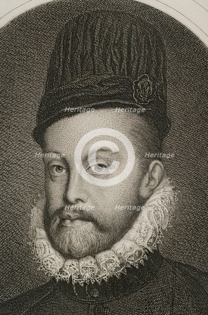 Philip II, (1527-1598), King of Spain (1556-1598), 1879. Detail. Creators: Magin Pujadas, Alphonse Charles Masson.