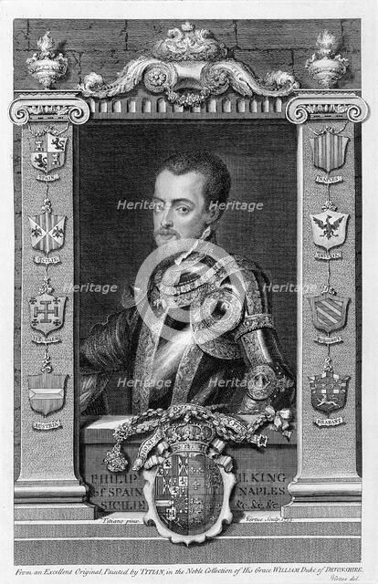 Philip II, King of Spain from 1556, (1735). Artist: George Vertue