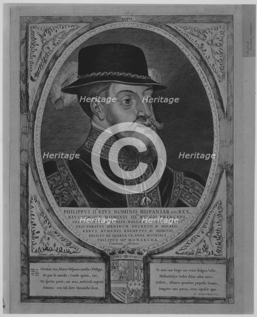 Philip II, King of Spain, from the series Counts and Countesses of Holland, Zeeland, and W..., 1650. Creator: Cornelis de Visscher.