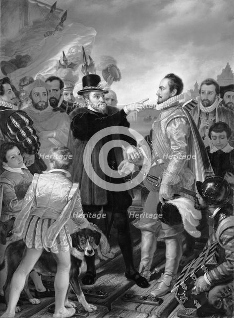 Philip II, King of Spain, Reproaches William I, Prince of Orange, in Vlissingen upon...1559, 1832. Creator: Cornelis Kruseman.