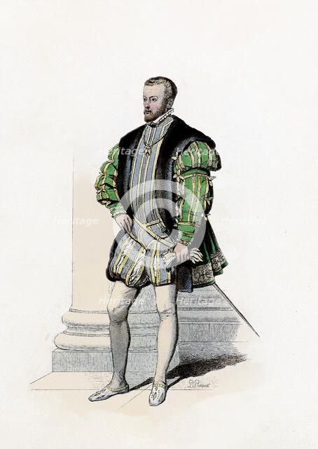 Philip II, king of Spain. (Valladolid, 1527-San Lorenzo del Escorial, 1598), son of Charles I, en…