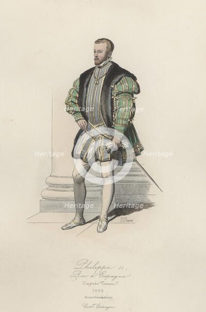 Philip II, king of Spain. (Valladolid, 1527-San Lorenzo del Escorial, 1598), son of Charles I, en…