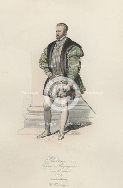 Philip II, king of Spain. (Valladolid, 1527-San Lorenzo del Escorial, 1598), son of Charles I, en…