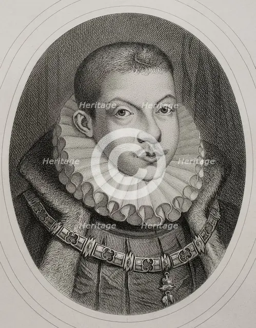 Philip III (1578-1621), King of Spain (1598-1621) and also, as Philip II, King of Portugal..., 1879. Creators: Alphonse Charles Masson, Magin Pujadas.