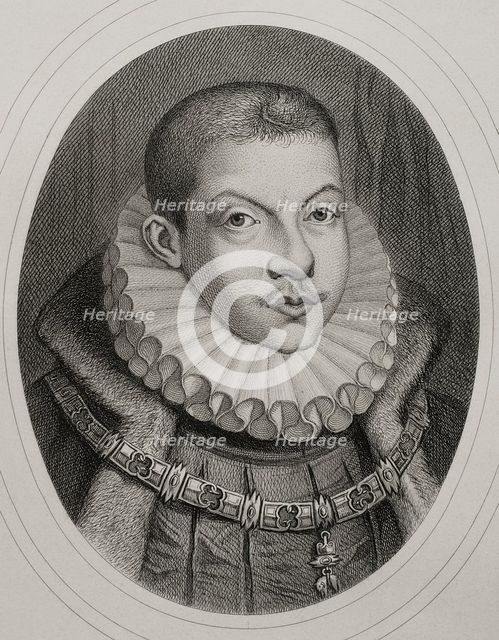 Philip III (1578-1621), King of Spain (1598-1621) and also, as Philip II, King of Portugal..., 1879. Creators: Alphonse Charles Masson, Magin Pujadas.